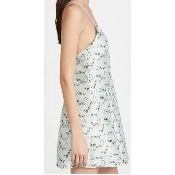Alice + Olivia Tayla Textured Mini Dress in Powder Blue/ White NWT Size 12 - Picture 3 of 8